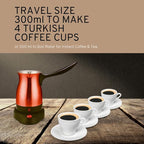 Electric Turkish Coffee Maker Kettle Pot Stainless Steel Cool Touch Handle Travel Size, Fast Boil & Keeps Water Boiling for Arabic & Greek Coffee, Tea 0.3L (RED)
