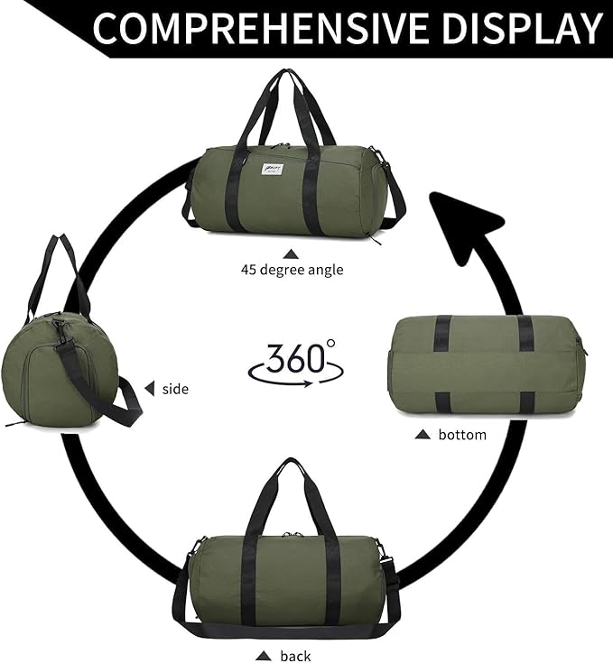 Gym Bags for Men with Side Pocket, 38L Sports Gym Duffle Bag with Adjustable Strap&Shoe Compartment, Large Waterproof Sport Duffel Bags for Travel, Sports, Fitness&Workout(Olive Green)