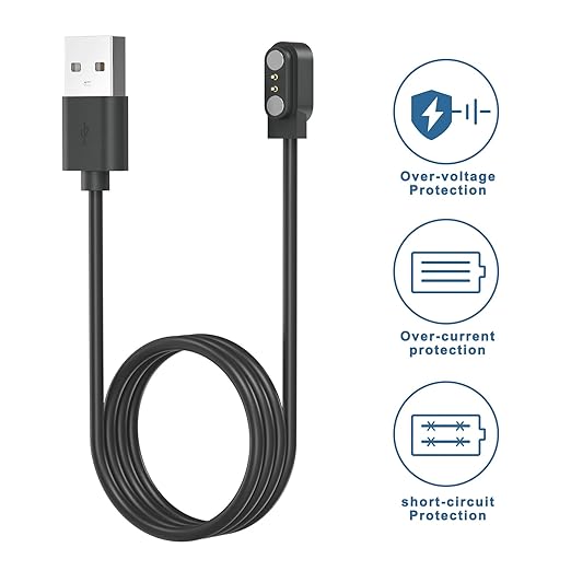 Meliya VeryFit Smartwatch Charger Cable, Magnetic 2 Pin Charging Cable for Veryfit Smart Watch IDW13, IDW19, IDW15, ID208, ID208 Plus, ID208BT, ID207, ID205L, ID206 and More (3.3FT)