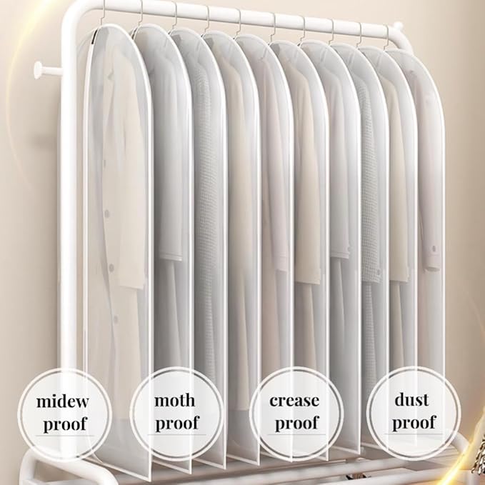 20 Pack Combo Size Clear Garment Bags for Hanging Clothes with Full Zipper for Closet Storage, Clothes Cover For Hanging, Wardrobe Bags for Hanging Clothes.(120 x 60CM x 10P, 100 x 60CM x 10P)