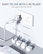 DOACE 350W Voltage Converter US to Europe - 220V to 110V Converter for European Travel, Power Adapter Combo with PD Chargers for Hair Straightener Shaver Toothbrush CPAP Laptop Camera Phone