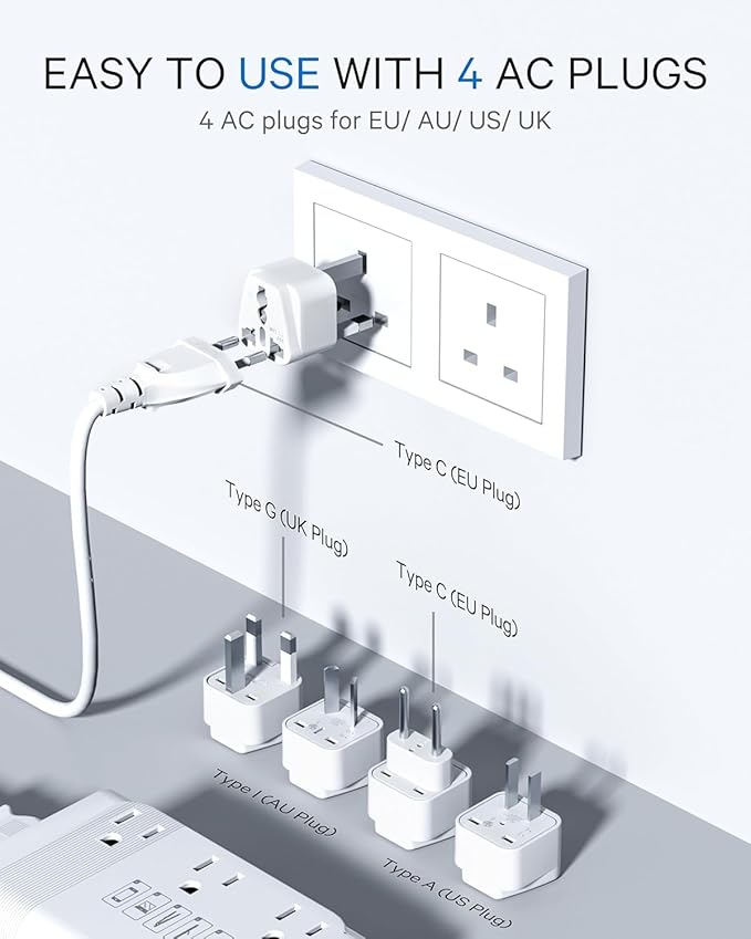 DOACE 350W Voltage Converter US to Europe - 220V to 110V Converter for European Travel, Power Adapter Combo with PD Chargers for Hair Straightener Shaver Toothbrush CPAP Laptop Camera Phone
