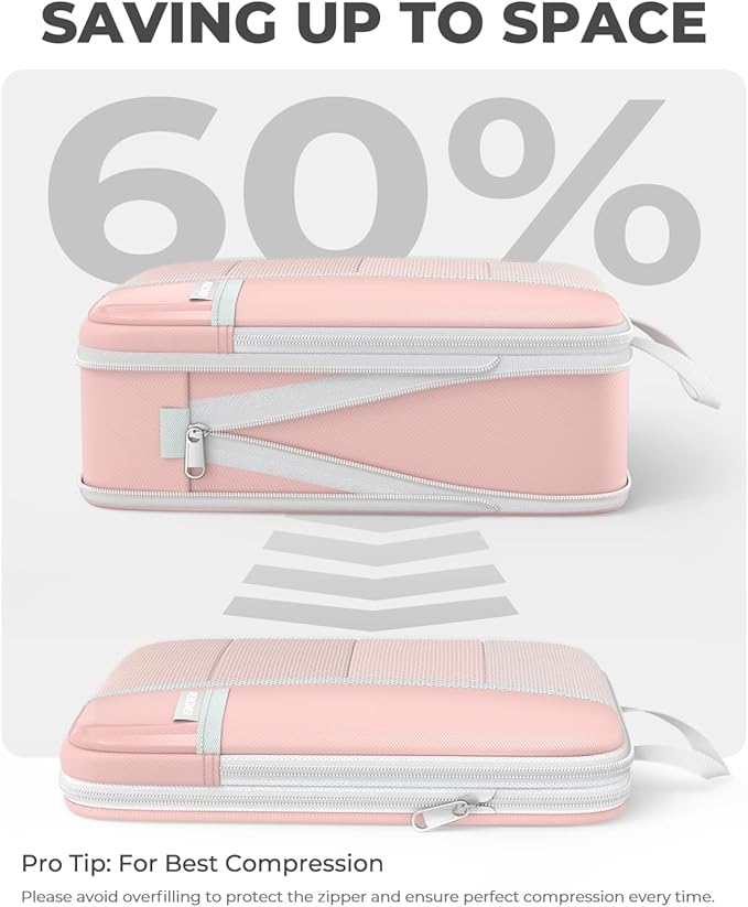 Percover Compression Packing Cubes 6-Piece Set, Packing Cubes Compression for Travel with Multi-Size Organization, Travel Organizer for Carry On & Checked Luggage, Pink