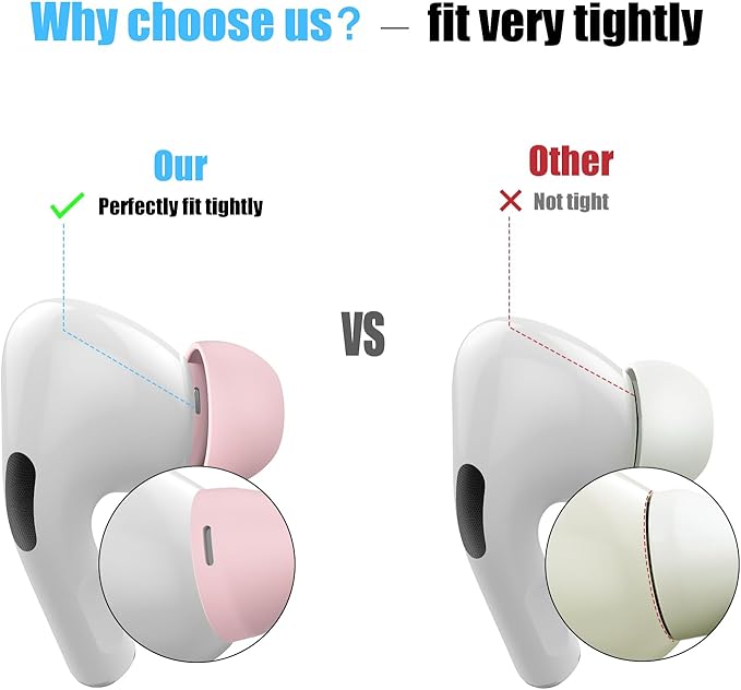 3 Pairs Replacement Ear Tips for AirPods Pro 1st & 2nd Generation with Noise Reduction Hole, Silicone Ear Tips for AirPods Pro with Portable Storage Box and Fits in Charging Case (Medium, Pink)