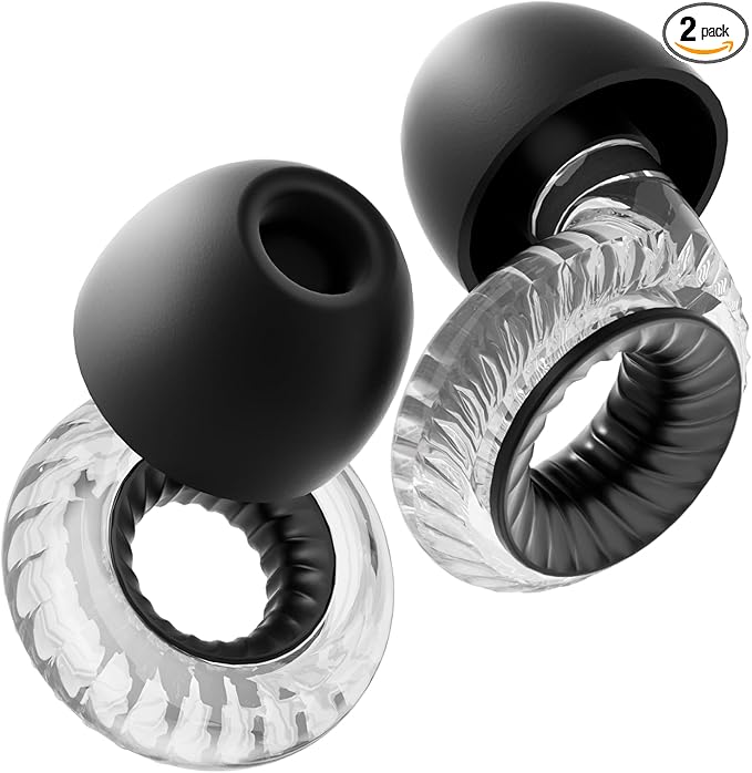 Concert Ear Plugs, Yawsoy High Fidelity Noise Cancelling Earplugs, Reusable Ear Plugs for Musicians, Raves, Focus and Sleep, 20dB Noise Reduction & Hearing Protection, 6 Pair Ear Tips in S/M/L(Clear)