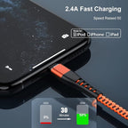Essri for Phone Charger Cord 3FT 2Pack,USB to Lighting Cable 3 Feet, Nylon Braided Long Charging Cable 3 Foot Compatible with iPhone 14/13/12/11/X/XS/XR/17/Pad - Orange