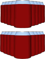 PartyPrints 25 Pack Red Blank Can Cooler Sleeves, Customizable Bulk Insulated Foam for Beer, Collapsible Plain Drink Holder, Cold Soda Insulator, 12oz Regular, 16oz Tall Cans