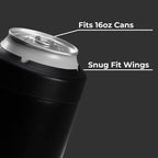 HydroJug Standard Can Cooler - 2-in-1 Insulated Can Cooler Cup - Stainless Steel Can Holder with Non-Slip Rubber Base - Screw-Top Lid - Dishwasher Safe - 16oz, Black
