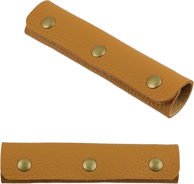 Mcredy 2 Pcs Leather Wrap Cover Leather Bag Strap Wrap Covers Bag Handle Wrap Protector Strap Covers for Handbags, Orange Brown