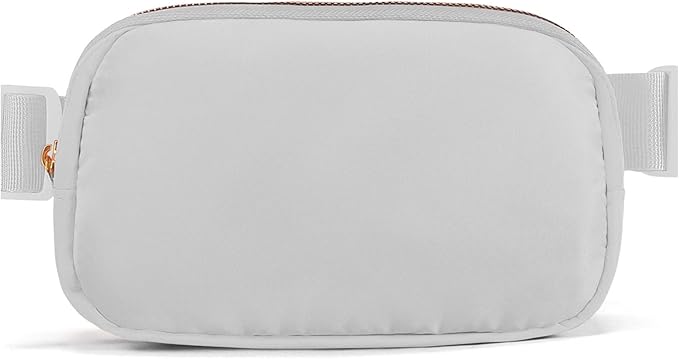 Belt Bag Zipper Fanny Pack Crossbody Bags for Women,Fashion Nylon Waist Packs, Water Repellent Two Way wear with Adjustable Strap Gifts for Teenage Girls Women Men(light gray)