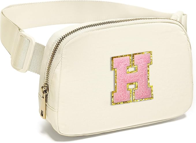 Gitus Personalized Gifts Birthday Gifts for Girls Fanny Pack Cross Body Bags with Initial Letter Preppy Stuff Gifts for Her Girlfriend Wife Sister Friends Mom (Ivory-H)
