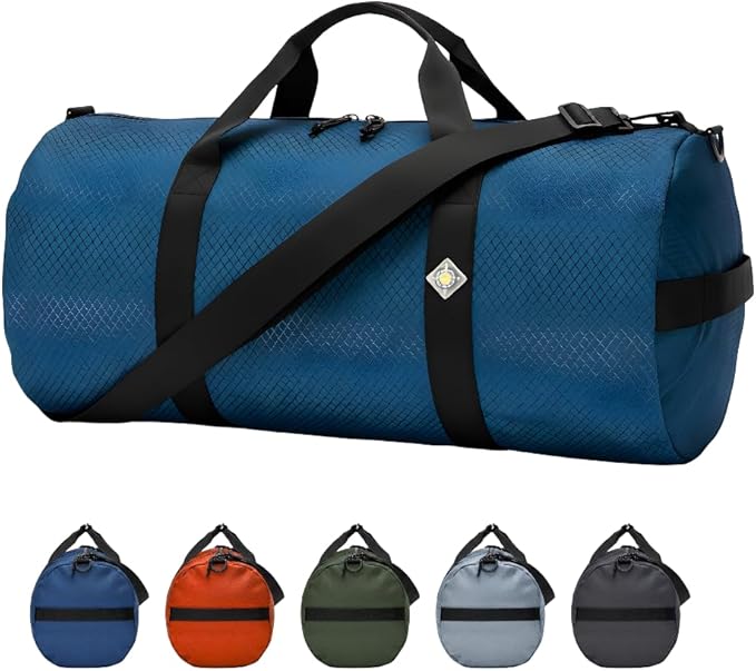 44L Daily Duffel Bag, Heavy-Duty Gear Bag, 1050D Tuff Cloth, Diamond Ripstop, Reinforced Stitching - Blue (12" x 24")