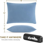 Ivellow Memory Foam Travel Pillow Compressible Camping Pillow for Sleeping Shredded Memory Foam Pillow Compact Firm Supportive Travel Pillow for Adults Kids Outdoor Hiking Essential Gear Blue-S