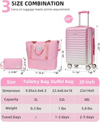 LARVENDER Carry on Luggage 22x14x9 Airline Approved, Expandable 20 Inch Hardside Suitcase with Wheels TSA Lock, PC+ABS Lightweight Carry on Suitcases for Women, Peach Sparkling (20/DB/TB)