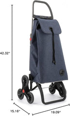 ROLSER I-Max Tweed 6 Wheel Stair Climber Foldable Shopping Trolley - Marine