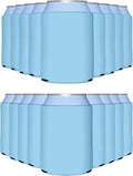 PartyPrints 1000 Pack Placid Blue Blank Can Cooler Sleeves, Customizable Bulk Sublimation Can Coolers, Extra-Thick Collapsible Drink Insulator Sleeve, Beer Can Coolers for Party Beverages