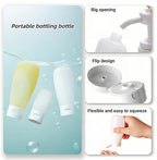 Chinshwehaw Portable Travel Bottles Set, Silicone Squeeze Containers, White, 3-Pack (30ml, 60ml, 100ml), Leakproof, Wide Mouth Design, BPA-Free, TSA Approved for Toiletries, Shampoo, Lotion (White)