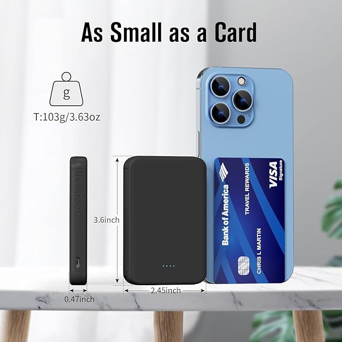 S22 Portable Charger, Mini Colorful Power Bank, PowerNano, 5000mAh External Battery Pack Compatible with iPhone 15/14/13/12/11/X All Series and Android Phone