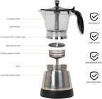 LAOION Cafeteras Electricas Modernas Moka Pot, Italian Coffee Espresso Machine, 6 Cup Cuban Coffee Maker with Detachable Base & Overheat Protection, Greca Electrica De Cafe Gift for Travel