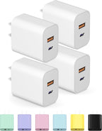 [4 Pack] USB C Charger Block Charging Block Type C Charger 20W Wall Chargers for iPhone Air/17/17 Plus/17 Pro/17 Max/16/16 Plus/16 Pro Max/15/15 Pro Max/14/13/12/Samsung/Android