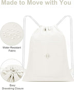 BAVELOE Drawstring Backpack Sports Gym Sackpack with Pockets Water Resistant Cinch String Bag for Women Men（Beige）