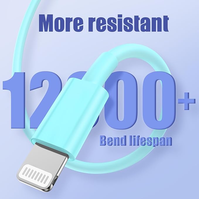 4Pack USB C to Lightning Cable 6FT, Fast Charging Cord for iPhone 14, Replacement for Apple Original Charger Cable for iPhone 14 13 12 11 Pro 11 XS MAX XR 8 7 6s Plus-Light Green
