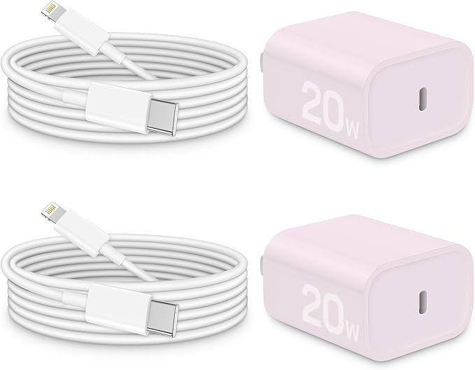 CXX Charger for iPhone 20W Fast Charging [MFi Certified, 2-Pack] USB-C PD Block & 6FT Cable Compatible with iPhone 14/13/12/11/Pro/Plus/Max/Mini/SE, iPad & More [Purple]