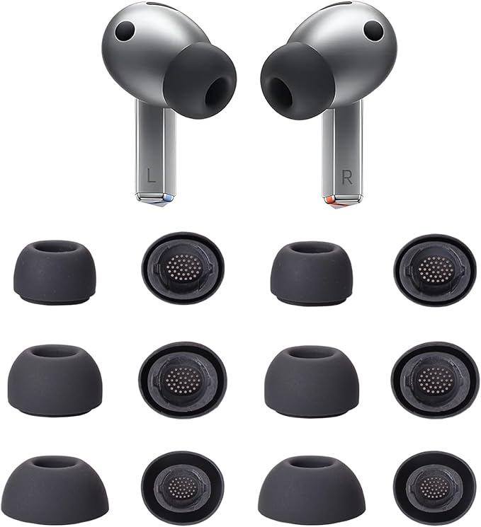 Replacement Silicone Eartips Earbuds Tips Set for Samsung Galaxy Buds 3 Pro Accessories Headphones Ear Tips,6 Pairs (3 Sizes S/M/L) (Gray)