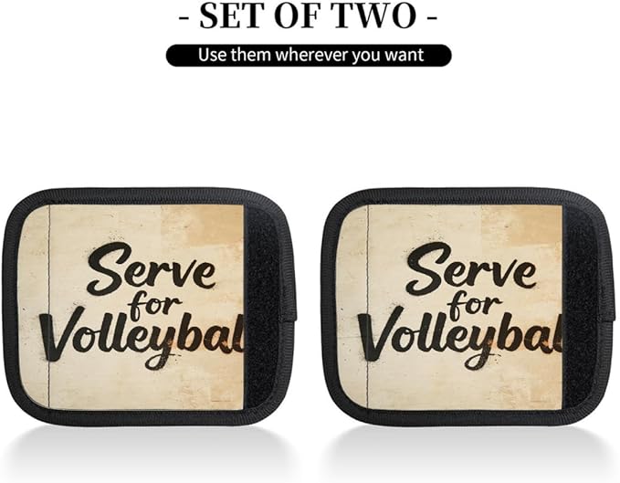 2 Pack Luggage Handle Wrap with Travel Tags - Non-Slip Protective Cover Soft Handle Grips Covers for Suitcase(Vintage Serve for Volleyball)