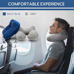 Inflatable Travel Pillow for Airplane Inflatable Neck Pillow for Traveling with Soft Velvet Washable Cover for Sleeping, Airplane,Train, Car, Office, Contoured Eye Masks, Earplugs