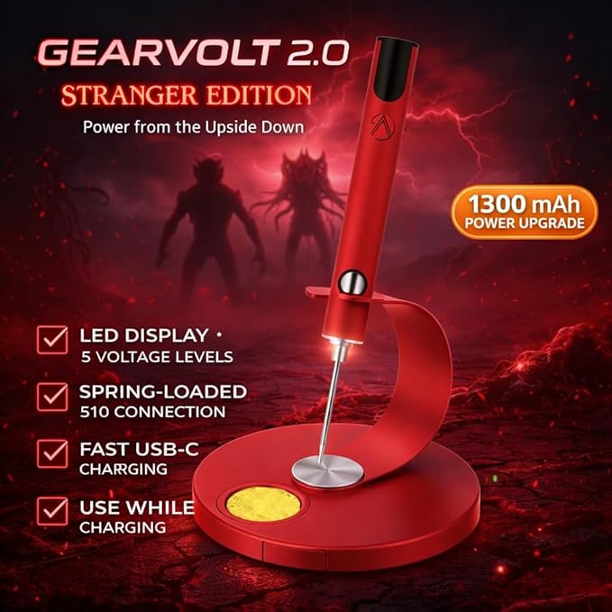 Next-Gen Battery – Updated Design 2026, 1300 mAh, USB-C Fast Charging, LED Display, 5 Voltage Modes – Precision Performance for Every Task – (STRANGER THINGS EDITION)