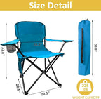 Camping Chair 2 Pack Portable Folding Chair with Cup Holder and Cooler Bag, 285lbs Capacity, Upgraded Foldable Chair for Outdoor, Beach, Fishing, Backpacking, Sky Blue