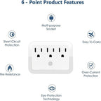 Multi Plug Wall Mount Outlet Adapter, Outlet Extender with Light-Sensing,Power Strip with Warm Night Light for Home Office Hotel Travel-White(1 Pack)