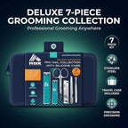 RBX Nail Clipper Set for Men, 7 Pcs Deluxe Grooming Kit for Men - Includes Toe & Finger Nail Clippers, Nail File, Slanted Tweezer, Manicure Scissors, Comes in Silicone Travel Case