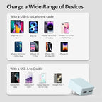 Nekmit Flat USB Wall Charger, Dual Port Slim USB Wall Charger with Smart IC for iPhone 14/14 Pro/14 Pro Max/13/13 Pro/13 Pro Max/12/12 mini/12 Pro, Galaxy, Pixel, iPad Pro, AirPods and More, Blue