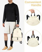 RHDZO Drawstring Backpack Gym Backpack with Shoe Compartment for Men Women String Sports Bag with Wet Pocket Cinch Swim Beach Bag, Large Beige