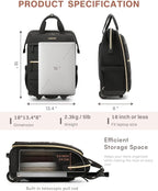 Rolling Puffer Backpack for Women, Travel Backpack with Wheels, 16 Inch Wheeled Laptop Backpck, Dual-Opening Design Overnight College Underseat Carry on Luggage, Roller Business Work Bag, Black