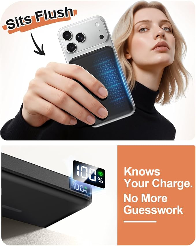 for Magsafe Portable Charger, Power Bank, 10000mAh Wireless Magnetic with Type-C 20W PD Fast Charging, LED Display for Magsafe Battery Pack,Wireless Portable Charger for iPhone 17/16/15/14 all Series