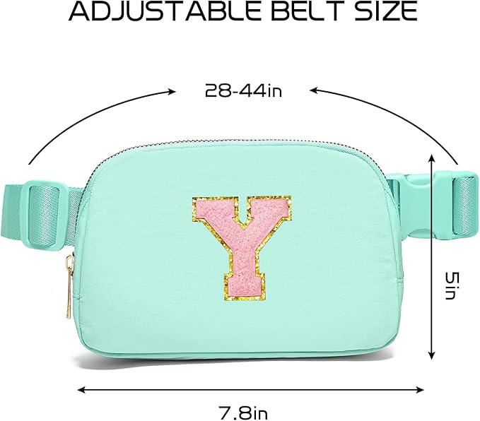 Gitus Belt Bag Fanny Pack Crossbody Bags with Initial Letter Patch Cute Stuff Birthday Gifts for Teenager Girls Trendy Preppy Stuff for Teen Girls Cool Stuff for Teens (Mint Green-Y)