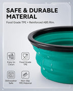 Collapsible Dog Bowls for Travel, 2-Pack Dog Portable Water Bowl for Dogs Cats Pet Foldable Feeding Watering Dish for Traveling Camping with Carabiners, BPA Free (Green&Blue, Medium (Pack of 2))