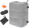 Inflatable Travel Foot Rest Pillow, Adjustable 3 Layers Height Leg Rest Pillow, Kids Airplane Bed, Adults Travel Essentials on Plane, Trains, Cars, Office, Home (Grey, 1 PC)
