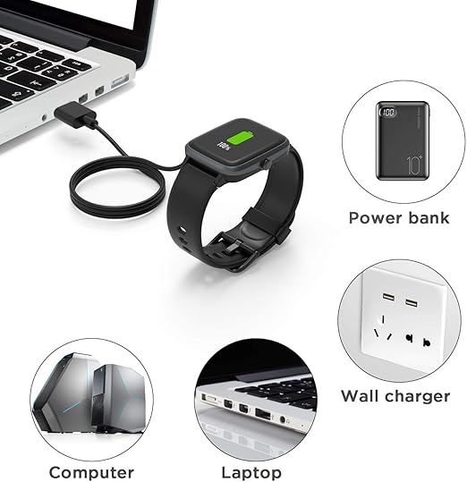 Lamshaw Compatible with Letsfit EW1 Charger, Magnetic USB Charging Cable Replacement Charger Cable Compatible with Letsfit EW1 / ID207 Smartwatch/TOZO S2 / AOKESI 1.69'' Smart Watch (White)