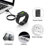 Compatible with Letsfit EW1 Charger, Magnetic USB Charging Cable Replacement Charger Cable Compatible with Letsfit EW1 / ID207 Smartwatch / TOZO S2 / AOKESI 1.69'' Smart Watch (2 pack-White+Black)