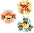 ALASOU 3PCS Suction Cup Spinner Toys for 1 Year Old Boy Girl|Spinning Top 12 18 Months|1 2 Year Old Boy Birthday Gift|Baby Bath Toy for Kids Ages 1-3|Sensory Airplane Travel Toy for Infant Toddlers
