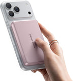 MOVE SPEED 0.5'' 10,000mAh Magnetic Power Bank, Alloy-Design MagSafe Portable Charger,Fast Charging Magsafe Battery Pack for iPhone 16/15/14/13/12,Travel Essential,Blush Pink