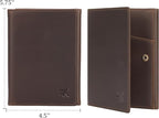 Polare Full Grain Leather Pilot Wallet Passport Holder RFID Blocking Tri-fold Travel Cover Document Organizer for Aviation Professionals (Dark Brown with AirTag Slot)