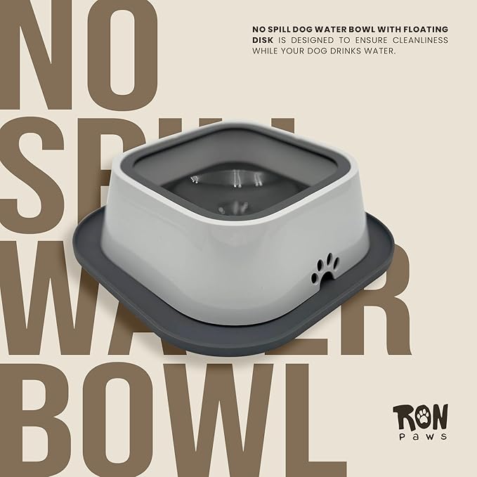 No Spill Dog Water Bowl with Silicone Mat - Spill Proof Slow Drinking Bowl for Home, Car & Travel - Mess-Free Water Bowl for Dogs