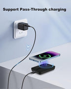 Miady Mini MagSafe-Compatible Portable Charger, 5000mAh 5W Compact Magnetic Power Bank for iPhone 16/15/14/13/12, 12W USB-C Charging Battery Pack