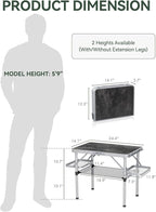 Titanker Folding Camping Table Small 2ft, Small Camp Table Portable with 50% Extra Space, Folding Picnic Beach Table Portable, Car Camping Essentials, Aluminum Light Solid, Silver