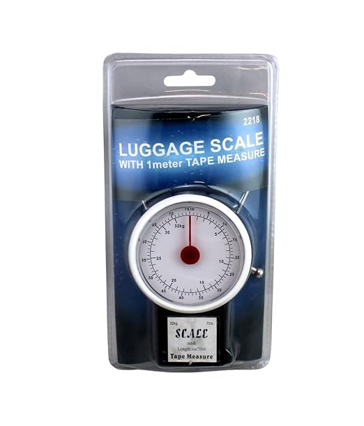 Manual Luggage Baggage Scale with Tape Measure with Dial Analog Display Travel Size Portable Take Along